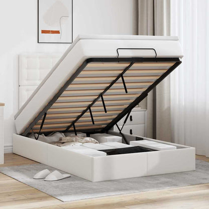 Struttura Letto Pouf con Materasso Bianco 120x200 cm Similpelle | homemem39