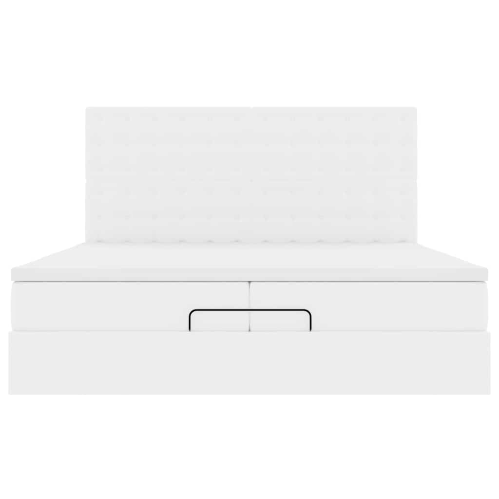 Struttura Letto Pouf con Materassi Bianco 200x200 cm Similpelle