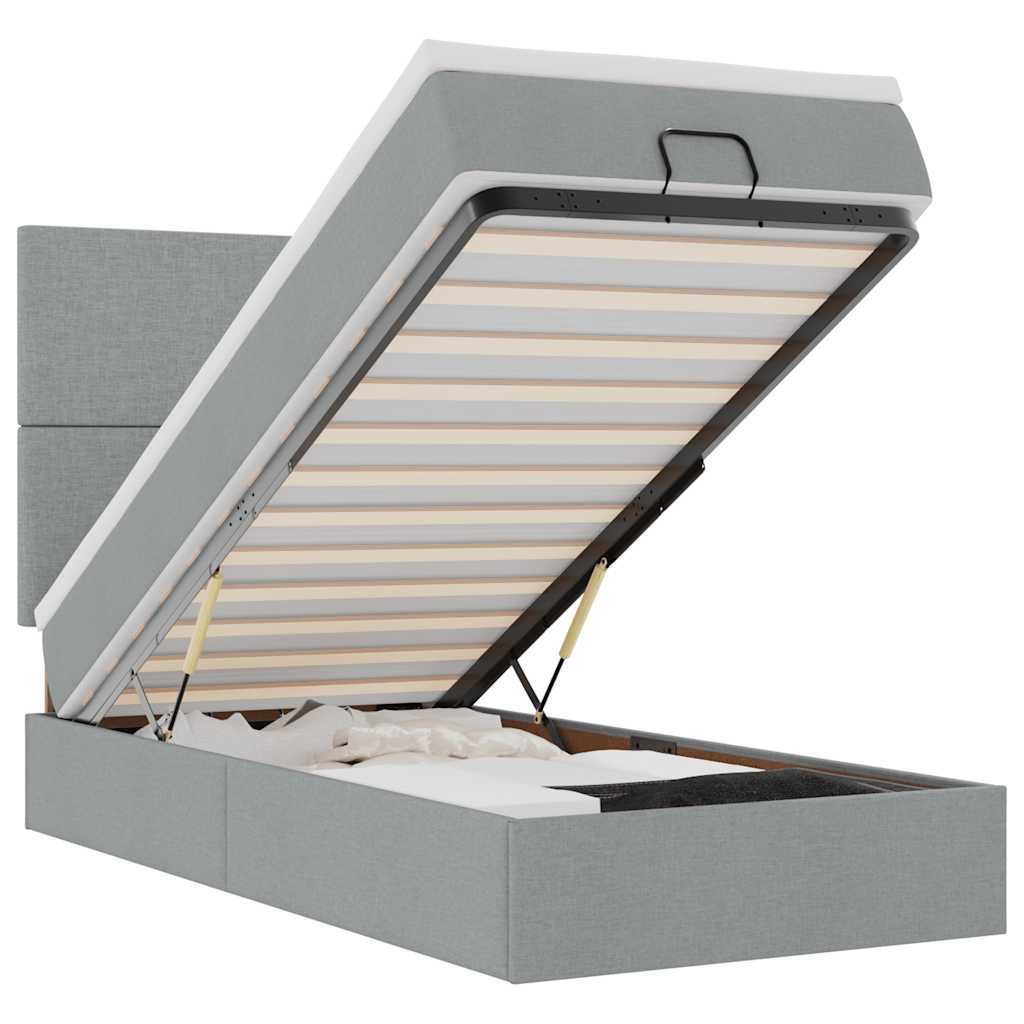 Pouf Letto con Materasso e LED Grigio Chiaro 80x200cm Tessuto | homemem39