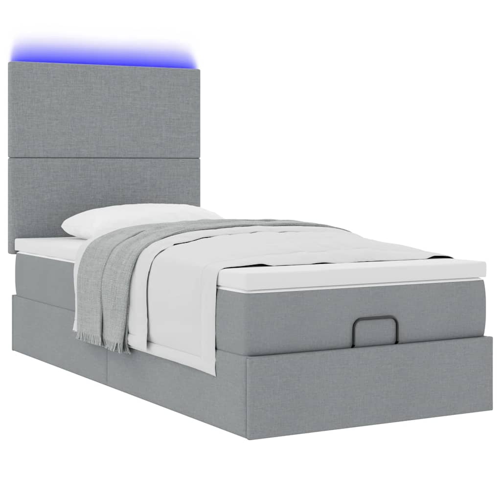 Pouf Letto con Materasso e LED Grigio Chiaro 80x200cm Tessuto | homemem39