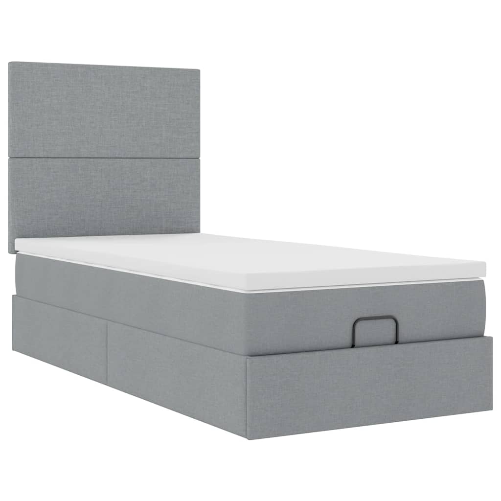 Pouf Letto con Materasso e LED Grigio Chiaro 80x200cm Tessuto | homemem39