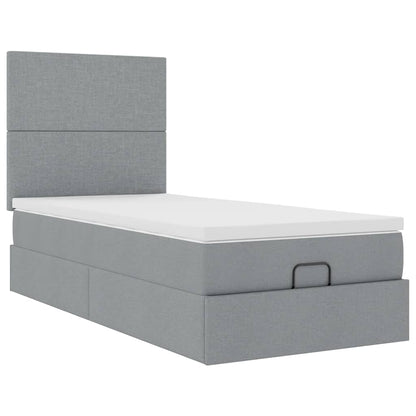 Pouf Letto con Materasso e LED Grigio Chiaro 80x200cm Tessuto | homemem39