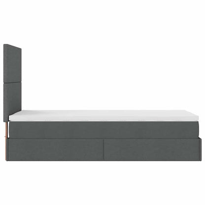 Pouf Letto con Materasso e LED Grigio Scuro 80x200cm in Tessuto | homemem39