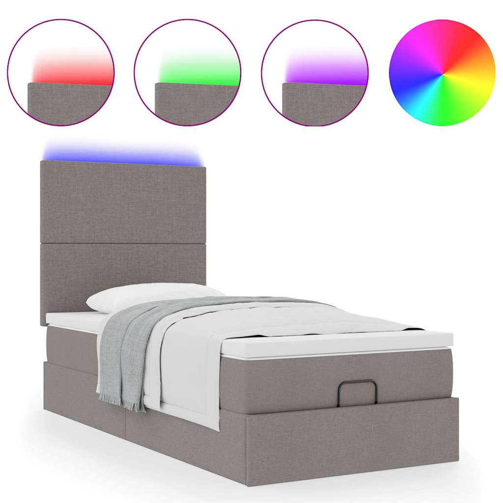 Struttura Letto Pouf con Materasso Tortora 80x200 cm in Tessuto | homemem39