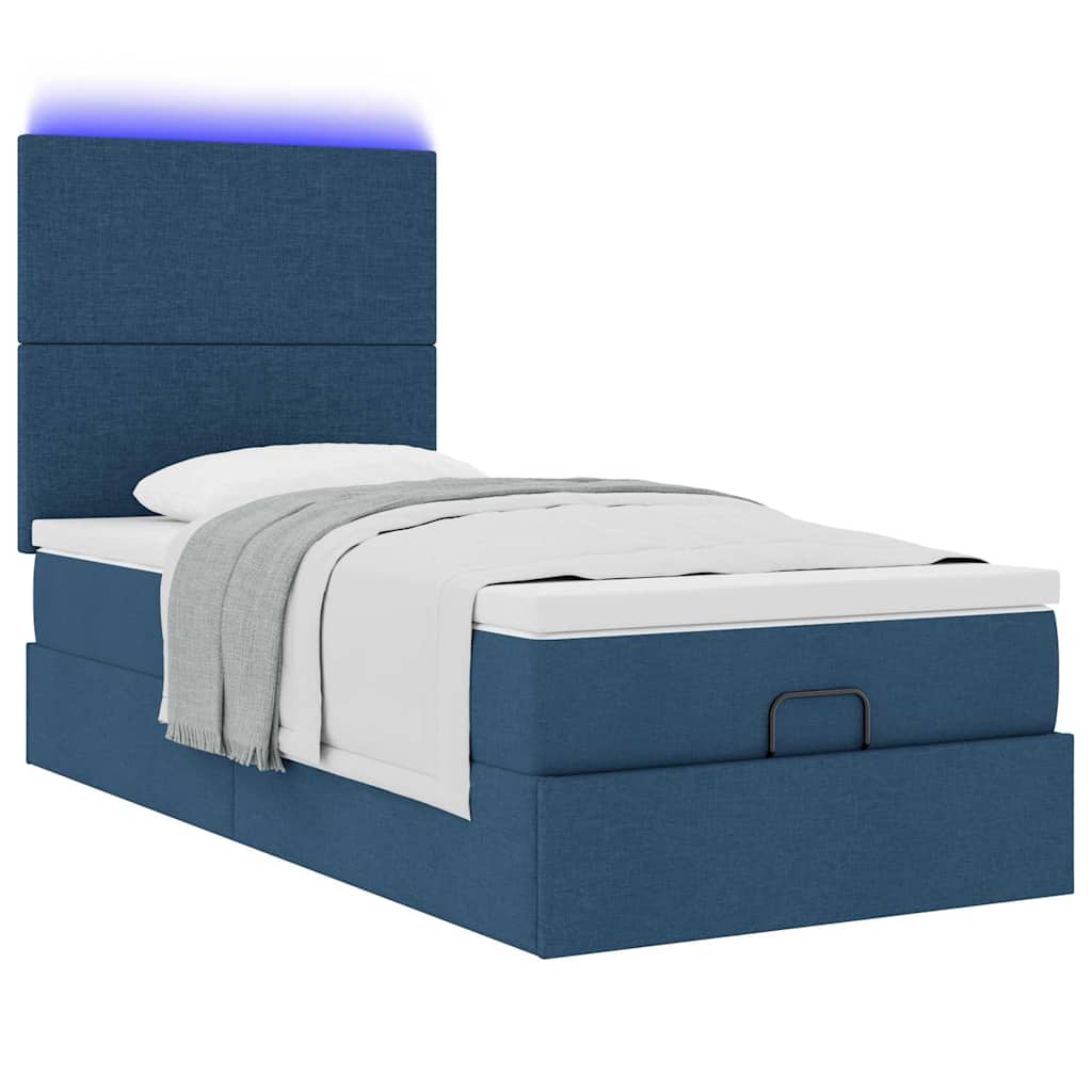 Struttura Letto Pouf con Materasso Blu 80x200 cm in Tessuto | homemem39