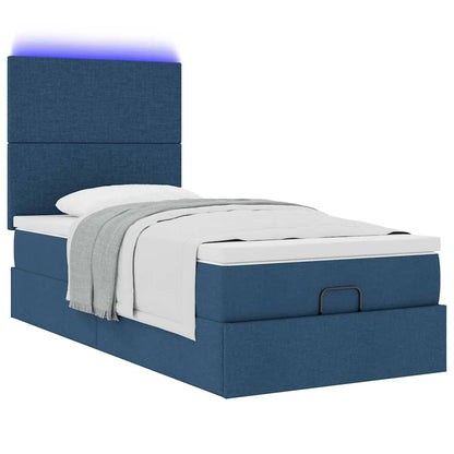 Struttura Letto Pouf con Materasso Blu 80x200 cm in Tessuto | homemem39