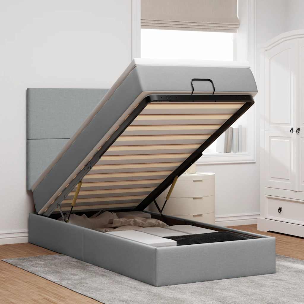 Struttura Letto Pouf con Materasso 90x190 cm in Tessuto | homemem39