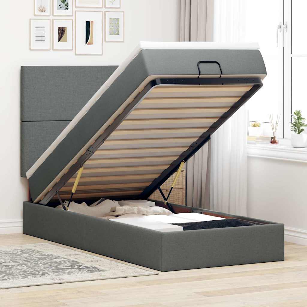Struttura Letto Pouf con Materasso 90x190 cm in Tessuto | homemem39