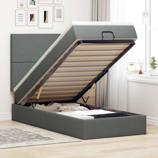 Struttura Letto Pouf con Materasso 90x190 cm in Tessuto