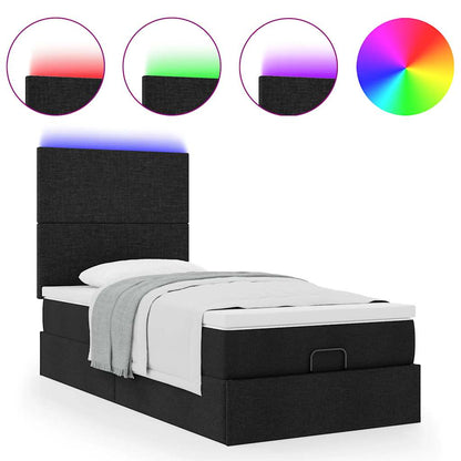 Struttura Letto Pouf con Materasso Nero 90x190 cm in Tessuto | homemem39