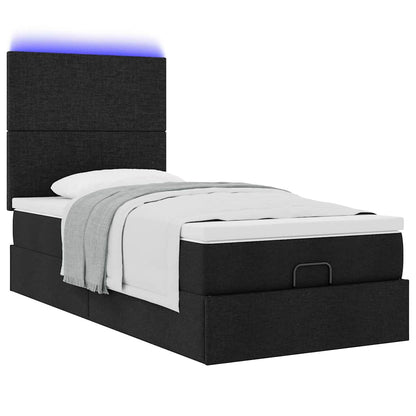 Struttura Letto Pouf con Materasso Nero 90x190 cm in Tessuto | homemem39