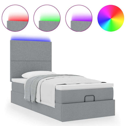 Pouf Letto con Materasso e LED Grigio Chiaro 90x200 cm Tessuto - homemem39