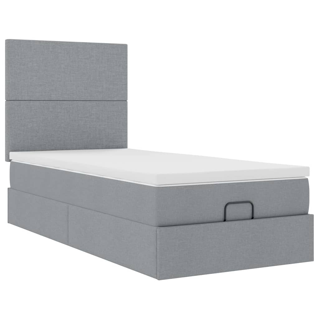 Pouf Letto con Materasso e LED Grigio Chiaro 90x200 cm Tessuto - homemem39