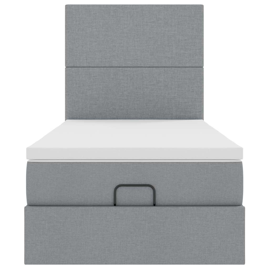 Pouf Letto con Materasso e LED Grigio Chiaro 90x200 cm Tessuto - homemem39