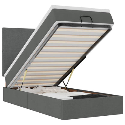 Pouf Letto con Materasso e LED Grigio Scuro 90x200 cm Tessuto - homemem39