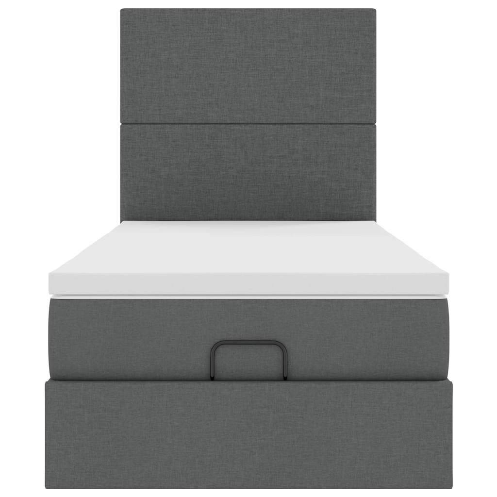 Pouf Letto con Materasso e LED Grigio Scuro 90x200 cm Tessuto - homemem39