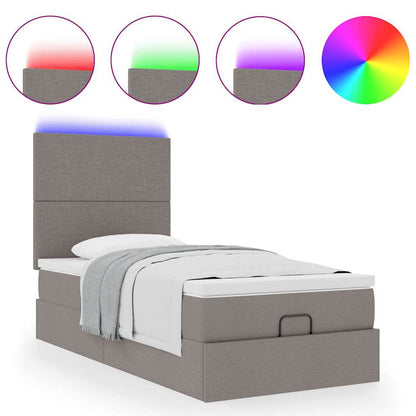 Pouf Letto con Materasso e LED Tortora 90x200 cm in Tessuto | homemem39