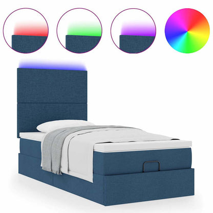 Pouf Letto con Materasso e LED Blu 100x200 cm in Tessuto | homemem39