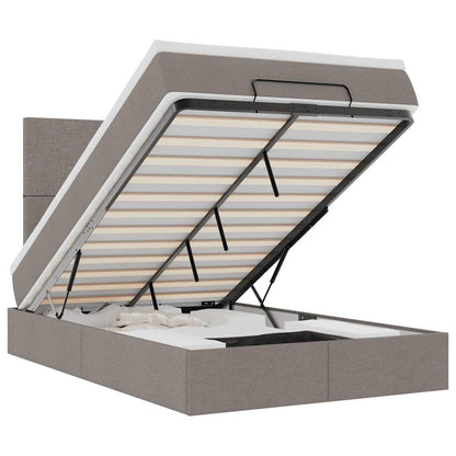 Struttura Letto Pouf con Materasso Tortora 120x190 cm Tessuto