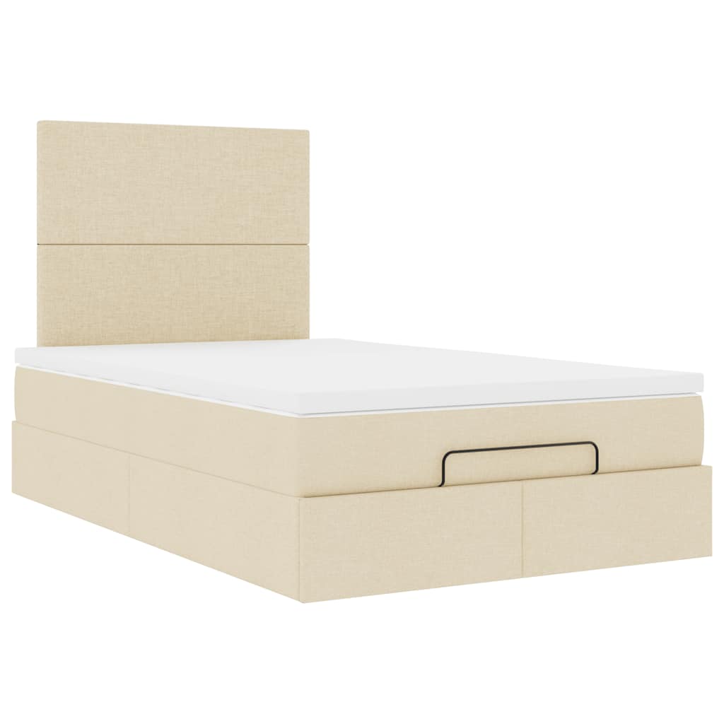 Struttura Letto Pouf con Materasso Crema 120x190 cm in Tessuto | homemem39