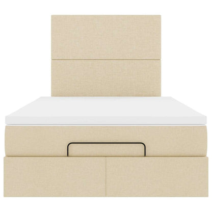 Struttura Letto Pouf con Materasso Crema 120x190 cm in Tessuto | homemem39