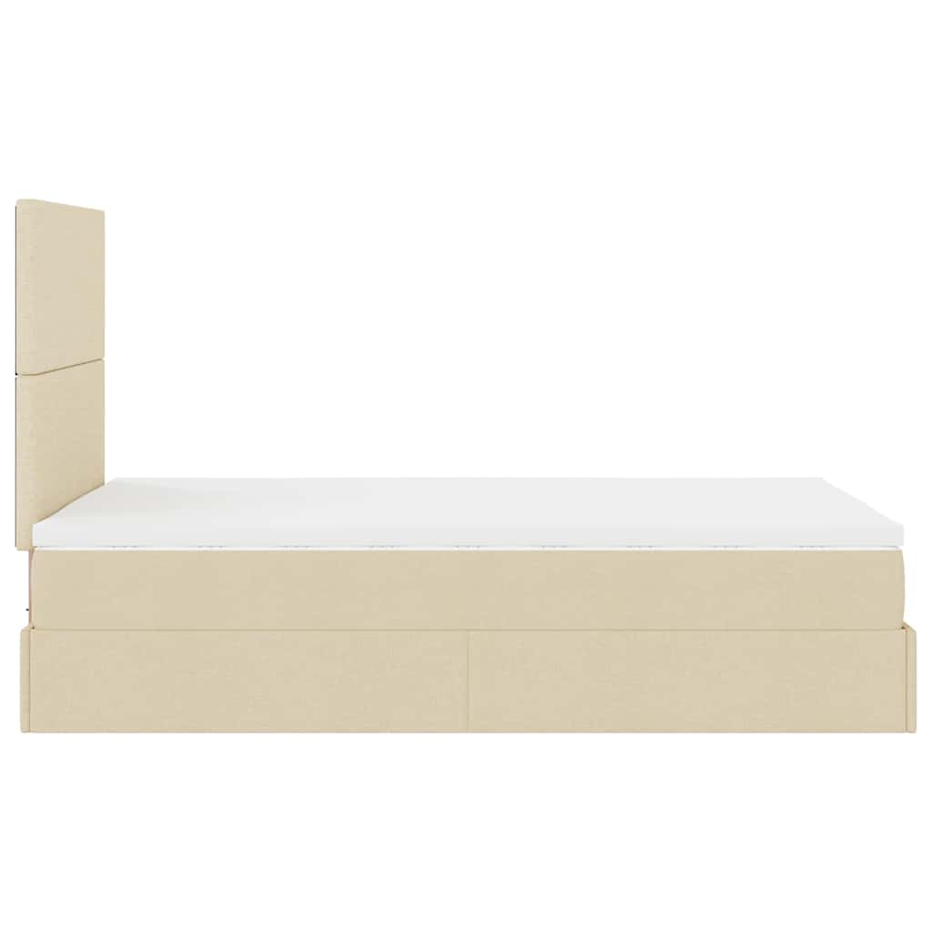 Struttura Letto Pouf con Materasso Crema 120x200 cm in Tessuto