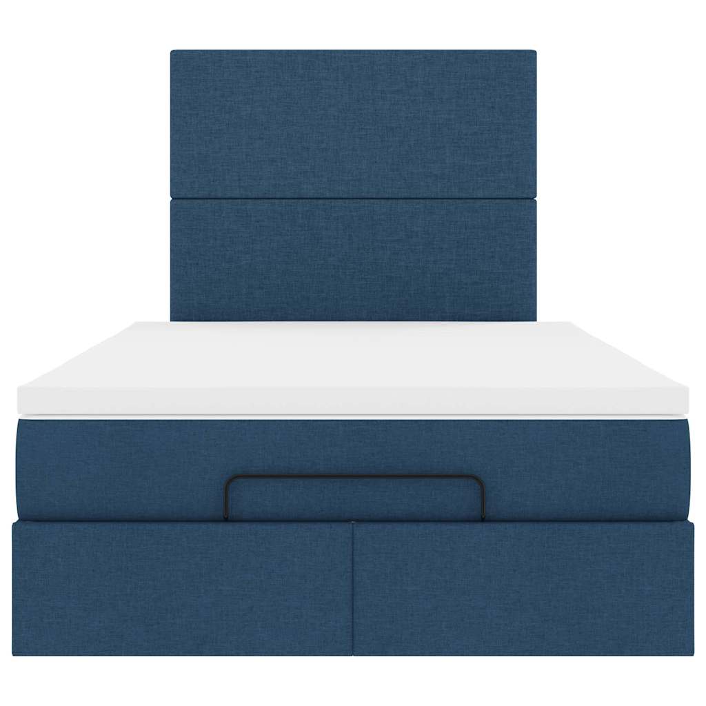 Struttura Letto Pouf con Materasso Blu 120x200 cm in Tessuto