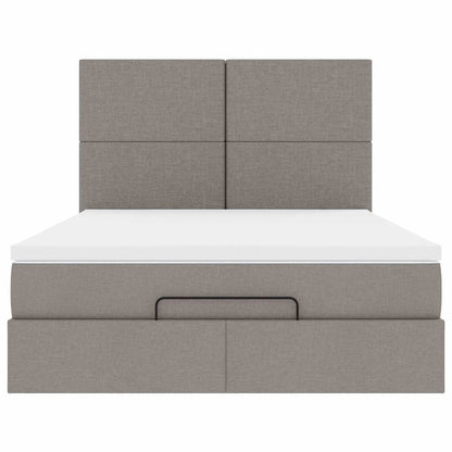 Struttura Letto Pouf con Materasso Tortora 140x200cm in Tessuto