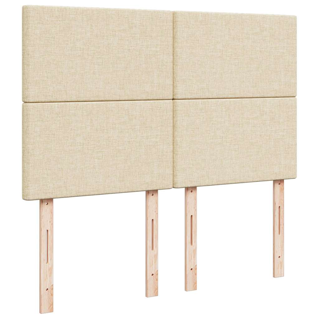 Struttura Letto Pouf con Materasso Crema 140x200 cm in Tessuto - homemem39