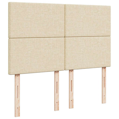 Struttura Letto Pouf con Materasso Crema 140x200 cm in Tessuto - homemem39