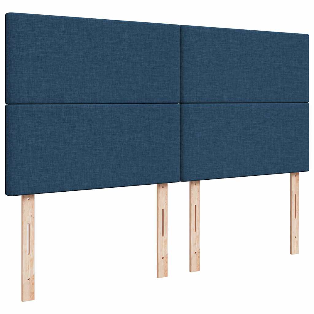 Struttura Letto Pouf con Materasso Blu 160x200 cm in Tessuto