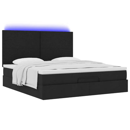 Struttura Letto Pouf con Materasso Nero 180x200 cm in Tessuto | homemem39