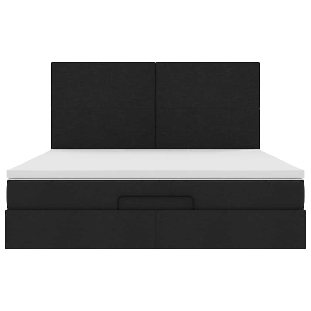 Struttura Letto Pouf con Materasso Nero 180x200 cm in Tessuto | homemem39