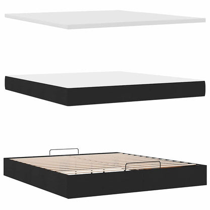 Struttura Letto Pouf con Materasso Nero 180x200 cm in Tessuto | homemem39