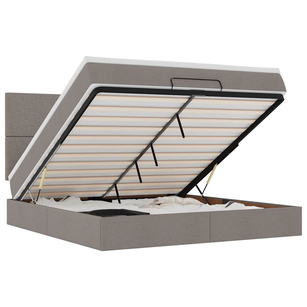 Struttura Letto Pouf con Materasso Tortora 180x200cm in Tessuto