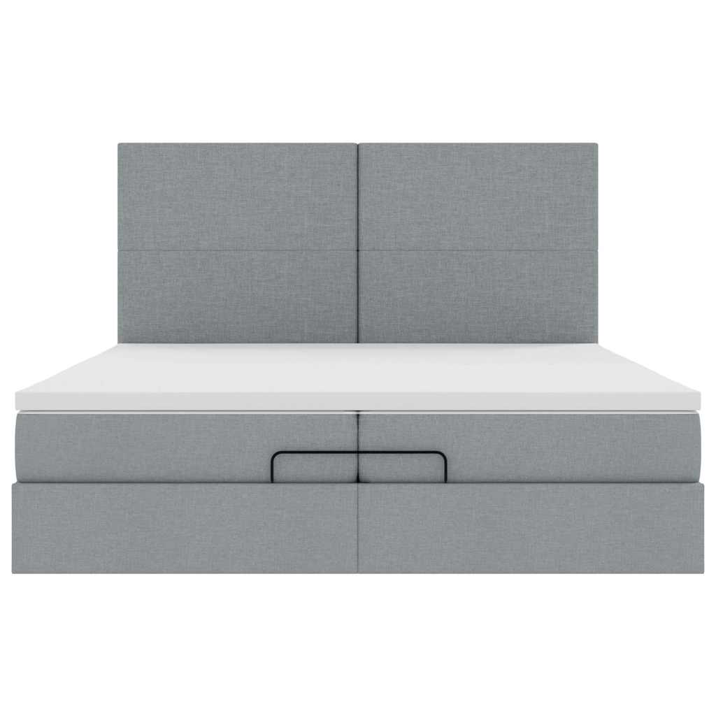 Struttura Letto Pouf con Materassi 200x200 cm in Tessuto