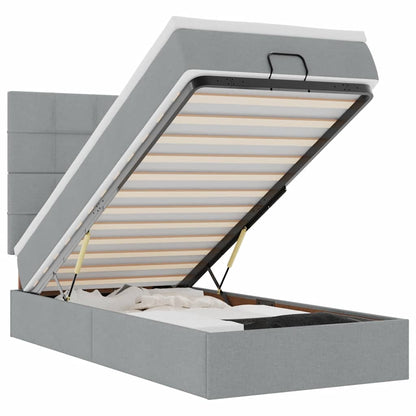 Pouf Letto con Materasso e LED Grigio Chiaro 80x200cm Tessuto | homemem39