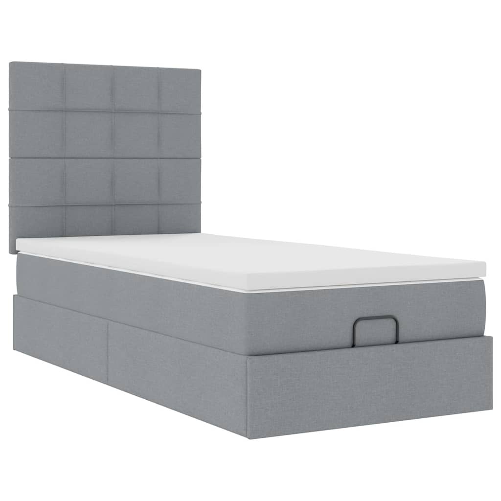 Pouf Letto con Materasso e LED Grigio Chiaro 80x200cm Tessuto | homemem39