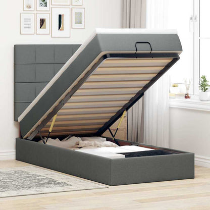 Pouf Letto con Materasso e LED Grigio Scuro 80x200cm in Tessuto | homemem39