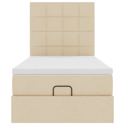 Struttura Letto Pouf con Materasso Crema 80x200 cm in Tessuto