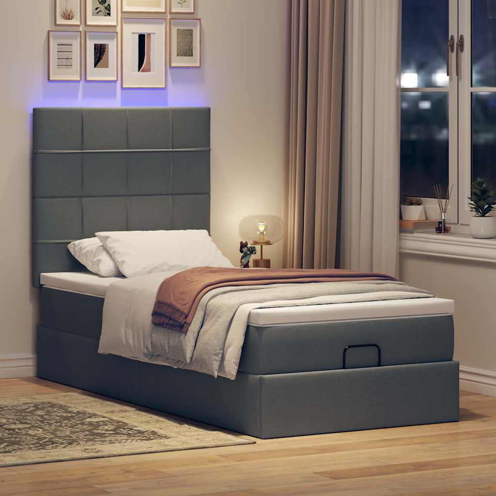 Struttura Letto Pouf con Materasso 90x190 cm in Tessuto | homemem39