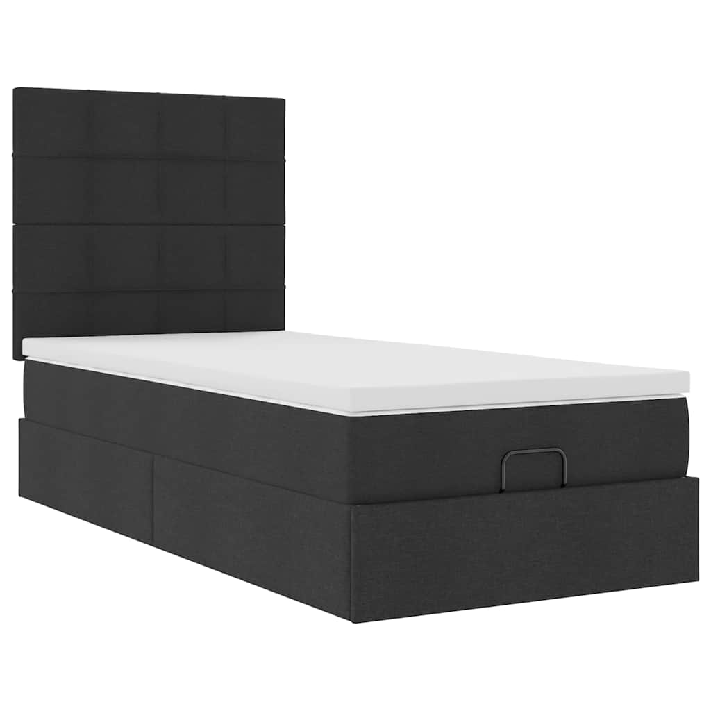 Struttura Letto Pouf con Materasso Nero 90x190 cm in Tessuto | homemem39