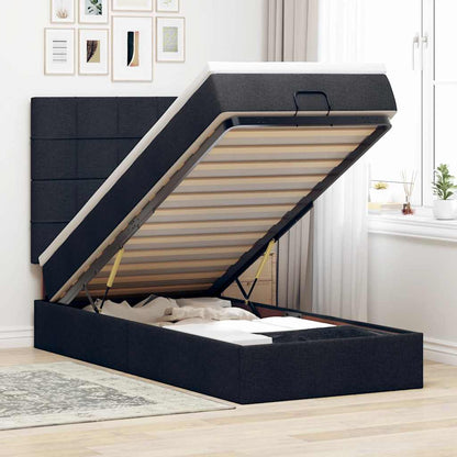 Struttura Letto Pouf con Materasso Nero 90x190 cm in Tessuto | homemem39