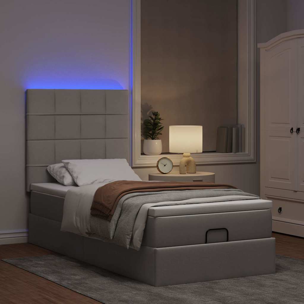 Struttura Letto Pouf con Materasso Tortora 90x190 cm in Tessuto | homemem39