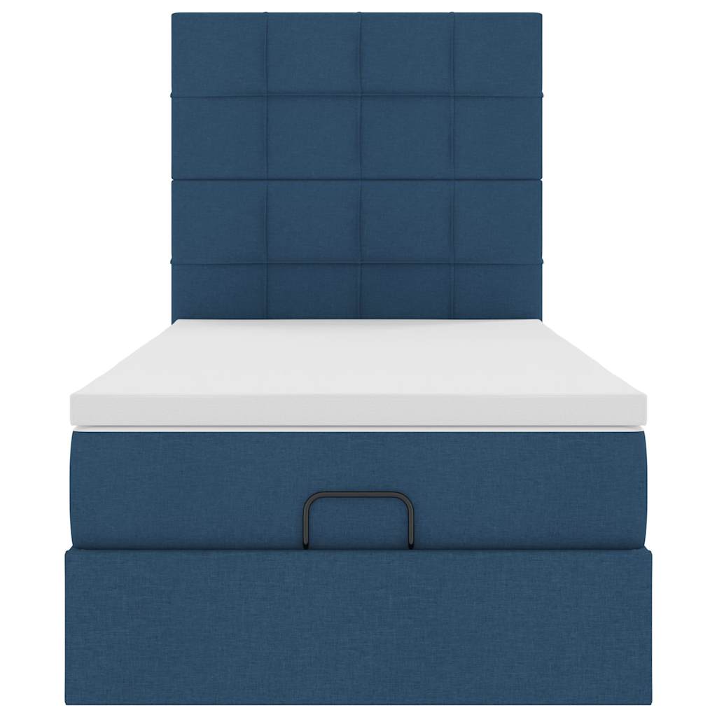 Struttura Letto Pouf con Materasso Blu 90x190 cm in Tessuto | homemem39