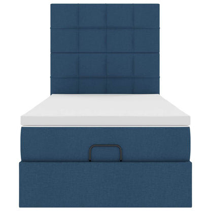 Struttura Letto Pouf con Materasso Blu 90x190 cm in Tessuto | homemem39
