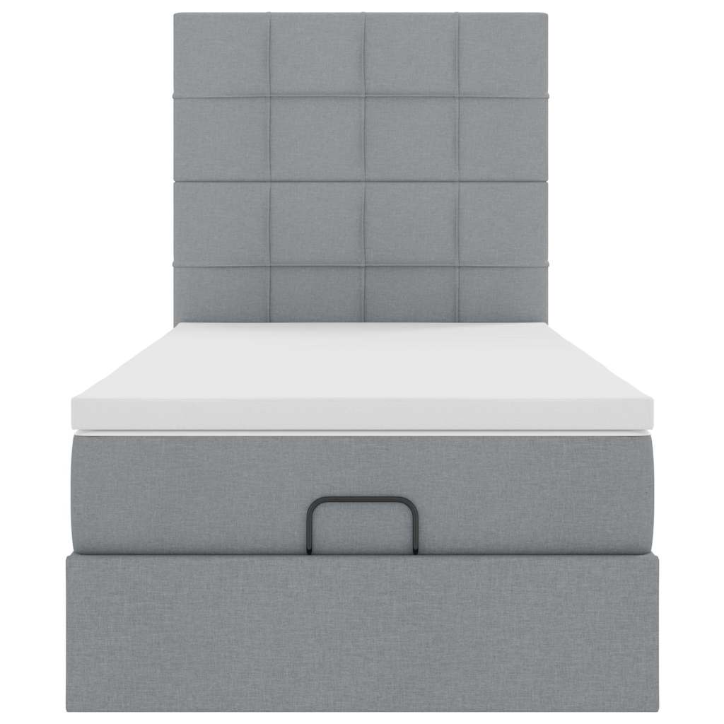 Pouf Letto con Materasso e LED Grigio Chiaro 90x200 cm Tessuto - homemem39