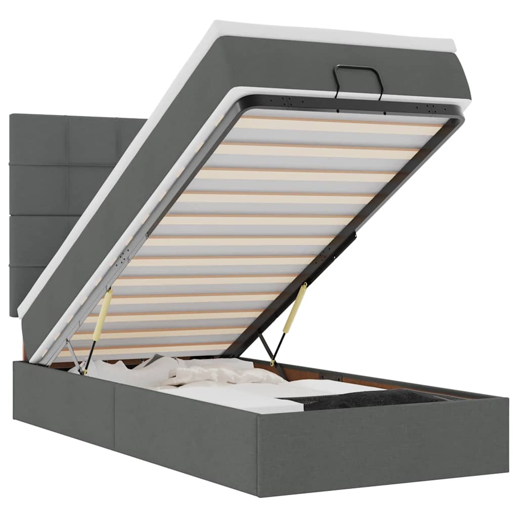 Pouf Letto con Materasso e LED Grigio Scuro 90x200 cm Tessuto - homemem39