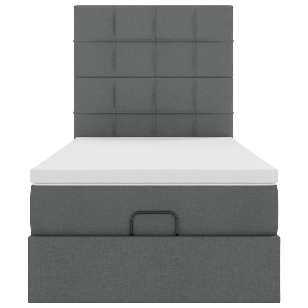 Pouf Letto con Materasso e LED Grigio Scuro 90x200 cm Tessuto - homemem39