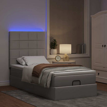 Pouf Letto con Materasso e LED Tortora 90x200 cm in Tessuto | homemem39